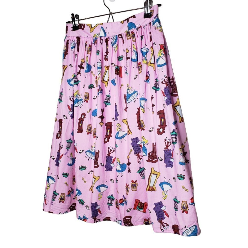 Disney Women's Alice in Wonderland Printed Midi Skirt Sz S, Pink (1242) - Picture 2 of 6
